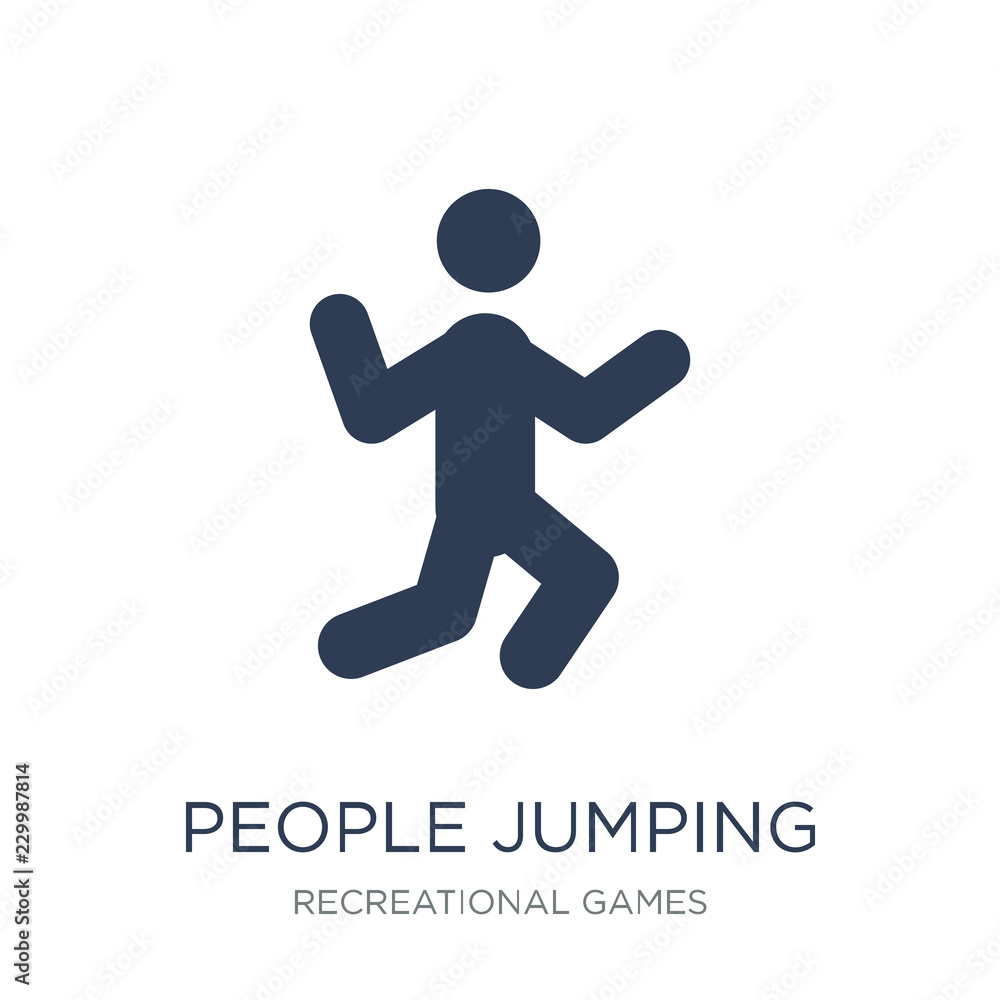 People Jumping icon icon. Trendy flat vector People Jumping icon on white background from Recreational games collection People Jumping icon icon. Trendy flat vector People Jumping icon on white background from Recreational games collection