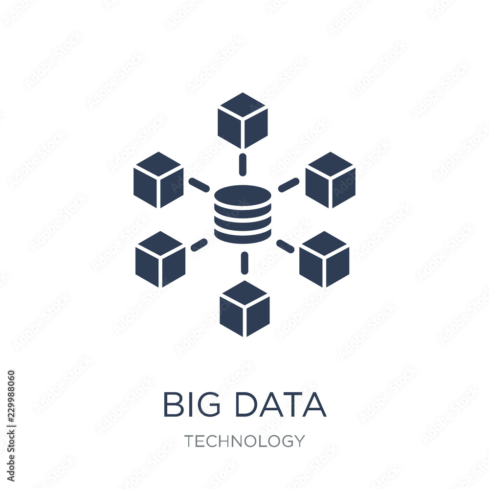 Big data icon. Trendy flat vector Big data icon on white background from Technology collection Big data icon. Trendy flat vector Big data icon on white background from Technology collection