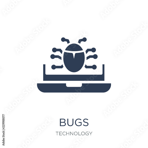 Bugs icon. Trendy flat vector Bugs icon on white background from Technology collection