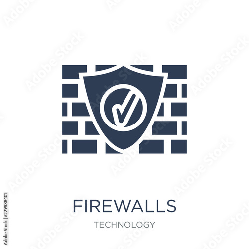 Firewalls icon. Trendy flat vector Firewalls icon on white background from Technology collection