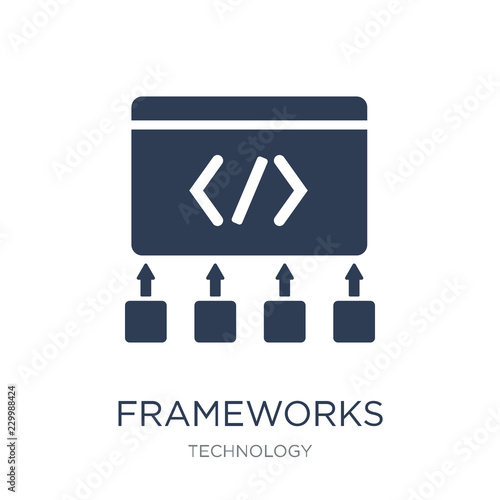 Frameworks icon. Trendy flat vector Frameworks icon on white background from Technology collection