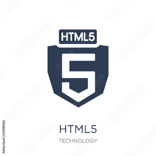 HTML5 icon. Trendy flat vector HTML5 icon on white background from Technology collection