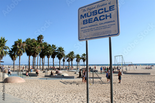 Los Angeles, USA - July 30, 2017: Sign on the beach declairing 