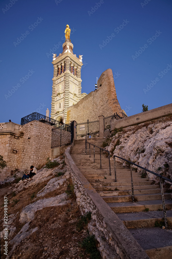 Marseille, France - October 3, 2018: Notre Dame de la Garde church in Marseille