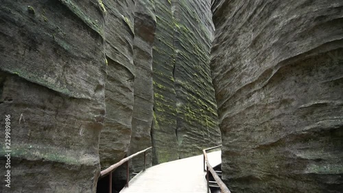 Wooden bridge at Adrspach Rocks, Czech Republic