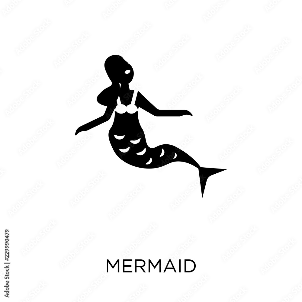Mermaid icon. Mermaid symbol design from Fairy tale collection. Mermaid icon. Mermaid symbol design from Fairy tale collection.