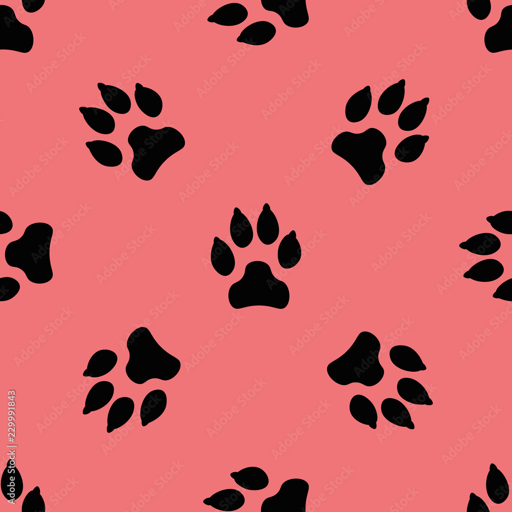 Fototapeta premium Seamless pattern with dog tracks. Vector illustration.