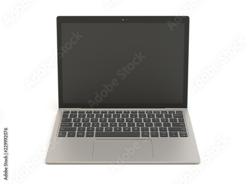 Modern laptop isolated on the white background, front view 