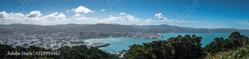 Panoramic View of Wellington Harbour from Mount Victoria, Wellington, New Zealand