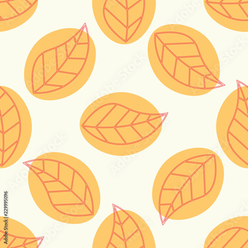 Seamless background with orange leaves falling from trees. Floral pattern.