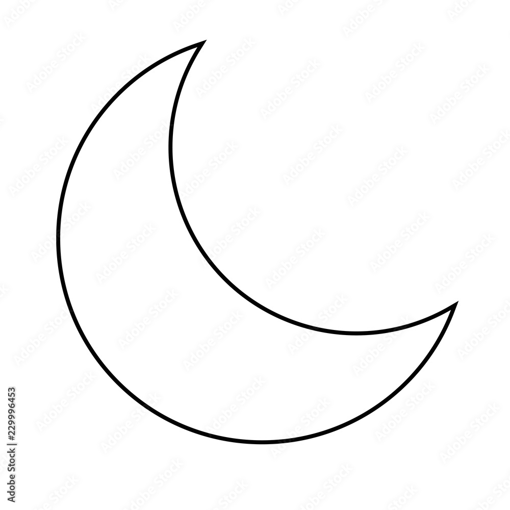 Cute moon cartoon in black and white Stock Vector | Adobe Stock
