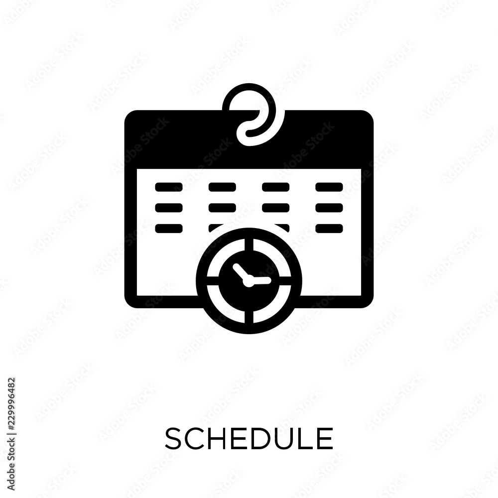 Schedule icon. Schedule symbol design from Time managemnet collection. Simple element vector illustration. Can be used in web and mobile. Schedule icon. Schedule symbol design from Time managemnet collection. Simple element vector illustration. Can be used in web and mobile.