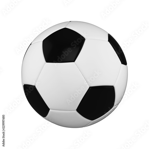 Soccer ball isolated on white background. Black and white football ball.