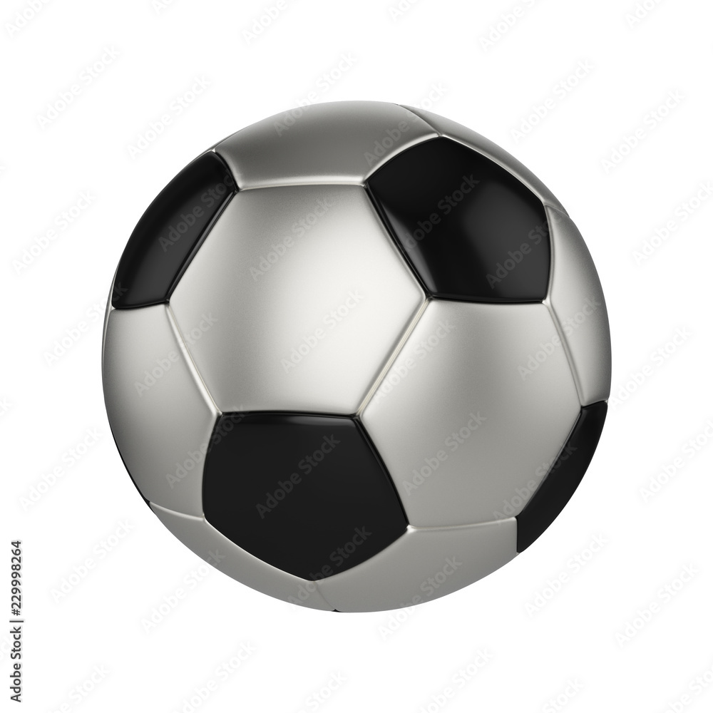 Fototapeta premium Soccer ball isolated on white background. Black and silver football ball.