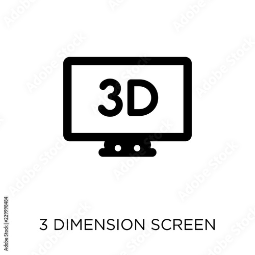 3 dimension screen icon. 3 dimension screen symbol design from Cinema collection.