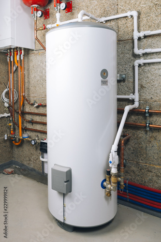 water heater in modern boiler room