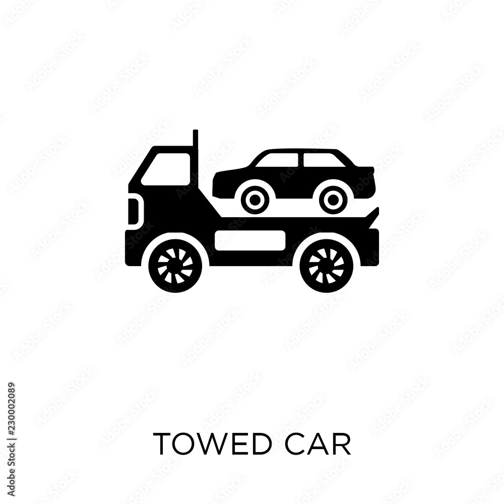 Towed car icon. Towed car symbol design from Insurance collection. Simple element vector illustration. Can be used in web and mobile.