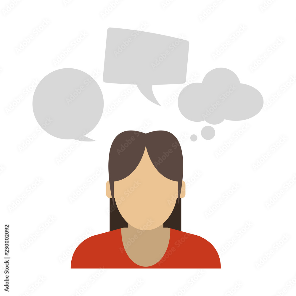 Woman with speech bubbles