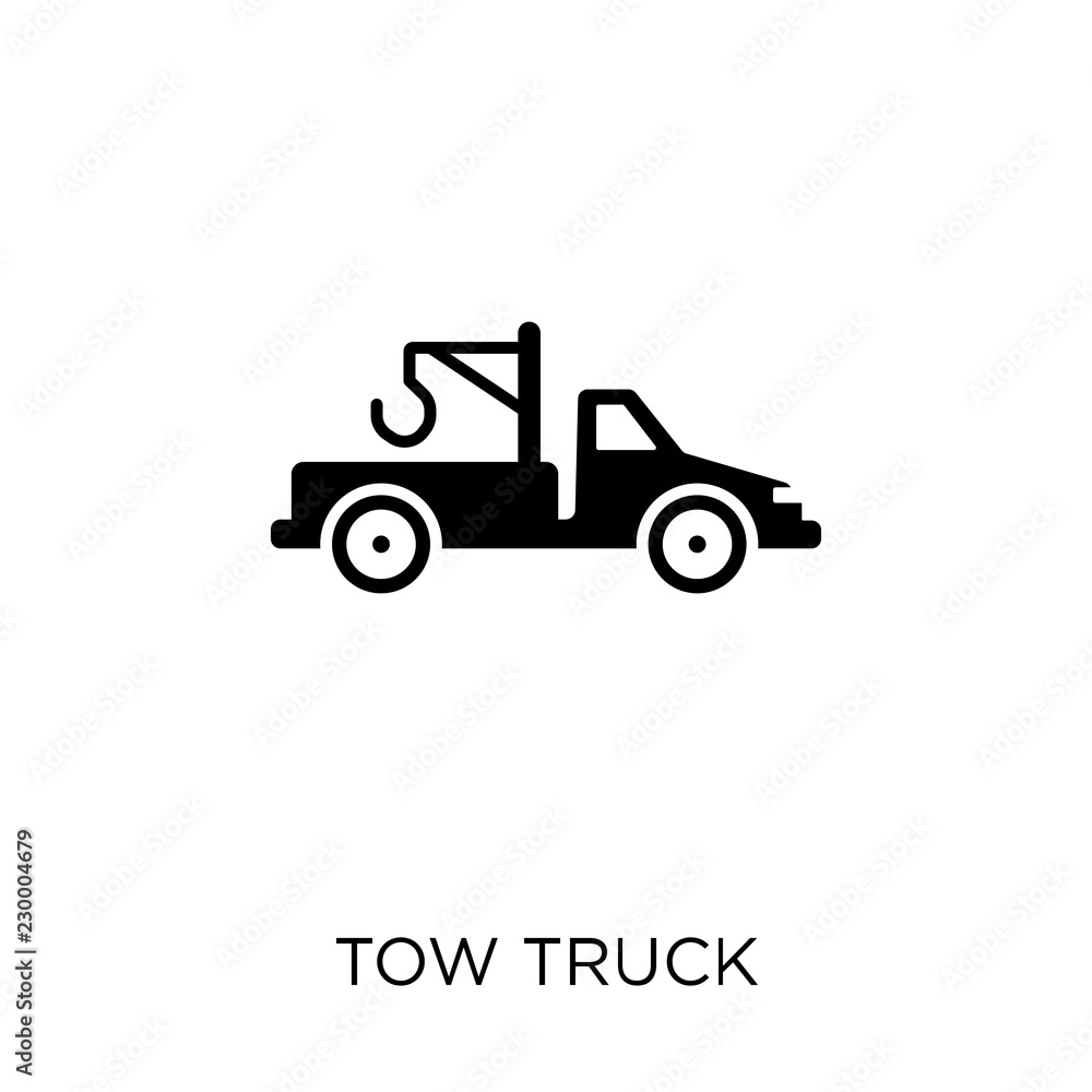 Tow truck icon. Tow truck symbol design from Transportation collection. Simple element vector illustration. Can be used in web and mobile.