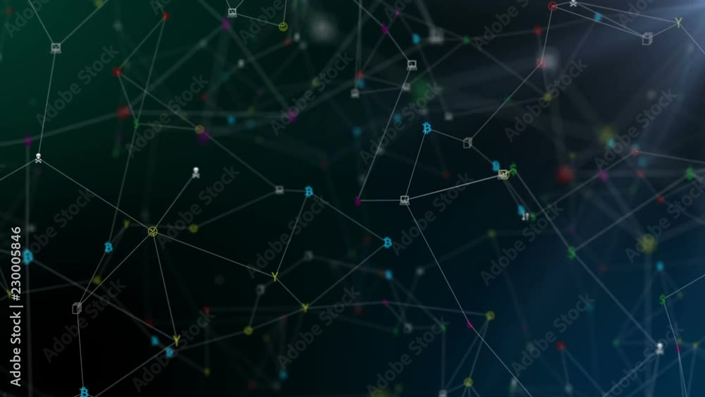 Operations inside the blockchain. Seamless loop.Digital Data Points ...