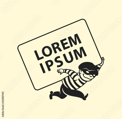 Thief in mask carries stolen goods vector icon