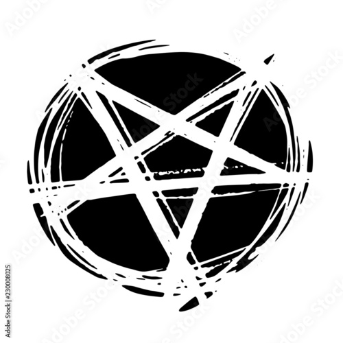 Hand Drawn inverted pentagram, negative shape