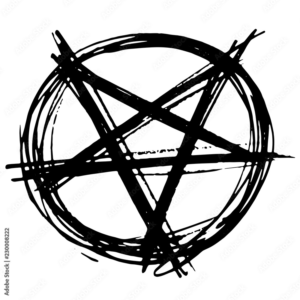 Vettoriale Stock Hand Drawn inverted pentagram | Adobe Stock