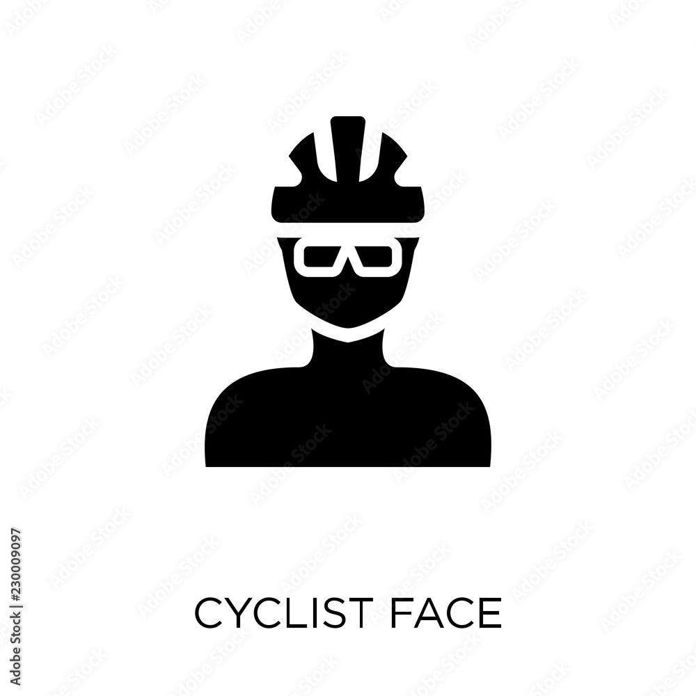 Cyclist face icon. Cyclist face symbol design from People collection.