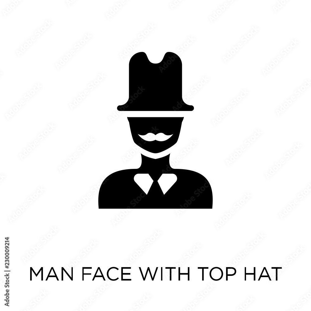 Man face with top hat icon. Man face with top hat symbol design from People collection.