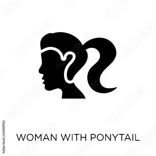 Woman with ponytail face icon. Woman with ponytail face symbol design from People collection.