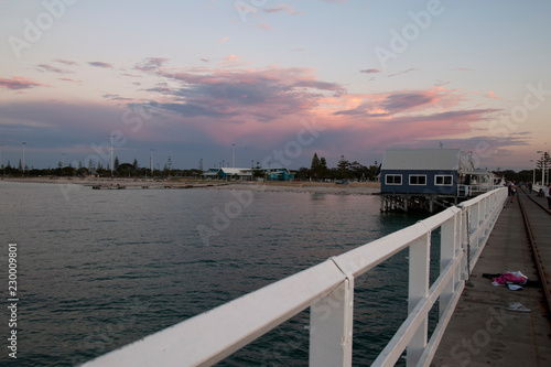 Busselton Australia  the jetty is a meeting point for locals who fish and swim in the evening