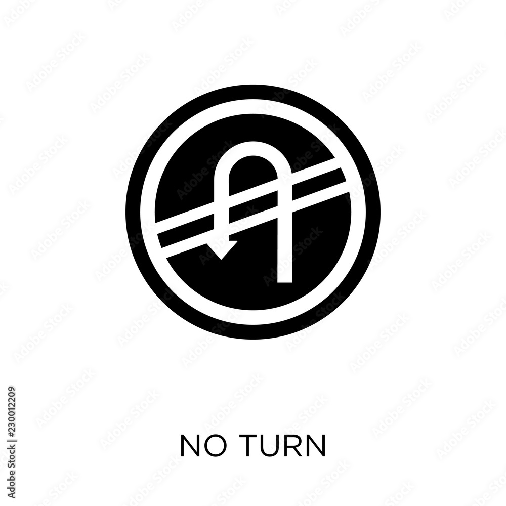No turn sign icon. No turn sign symbol design from Traffic signs collection. No turn sign icon. No turn sign symbol design from Traffic signs collection.
