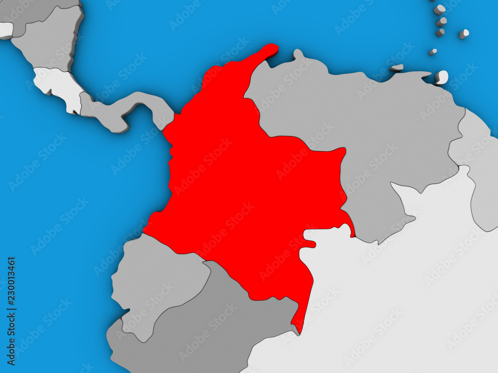 Colombia on blue political 3D globe. Colombia on blue political 3D globe.