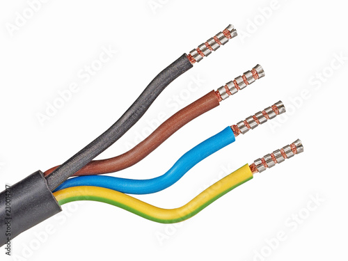 Copper electric wire isolated on a white background. cable
