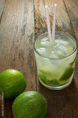 typical Brazilian drink, caipirinha, made with cachaca, sugar and lemon