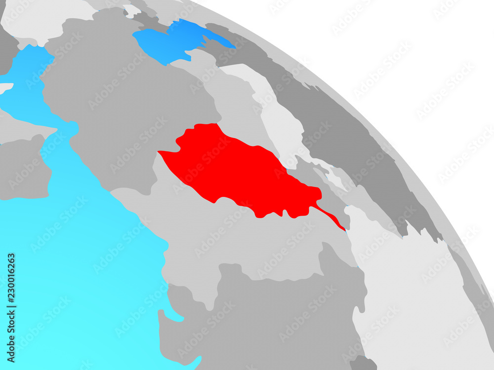 Fototapeta premium Afghanistan on simple blue political globe.