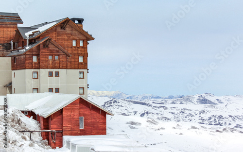 Santigo, Chile - August 2011 - Amazing view of the andes mountain in Valle Nevado photo