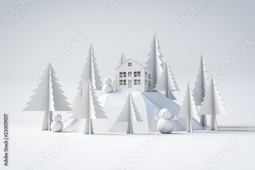 3d model winter and christmas concept