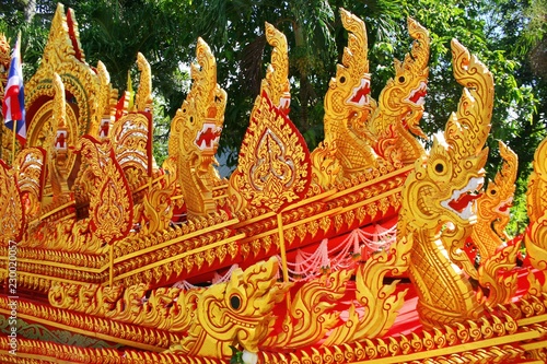 car parade decorated with Thai pattern Buddha festival