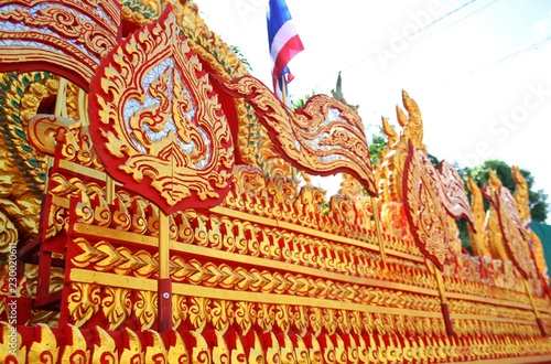 car parade decorated with Thai pattern Buddha festival