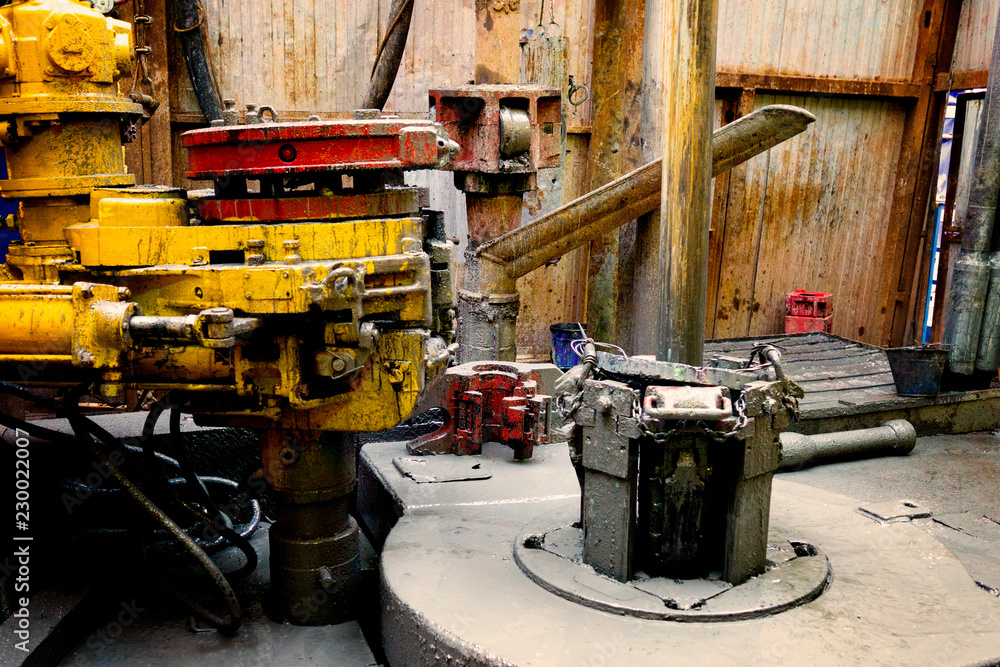 Offshore oil rig worker prepare tool and equipment for perforation oil ...