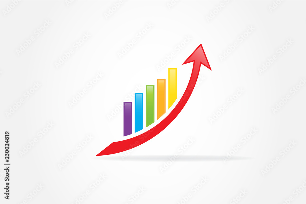 Business graph statistics growth sales icon logo vector image Business graph statistics growth sales icon logo vector image