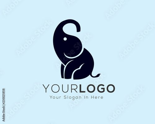 simple sitting elephant logo, icon, symbol design inspiration