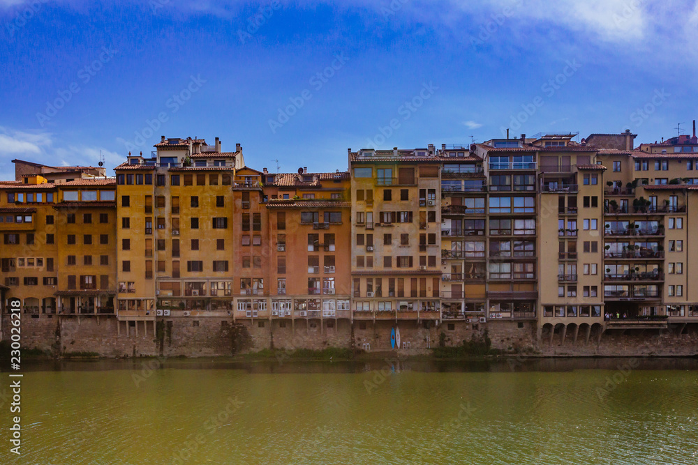 Houses by Arno River in Florence, Italy