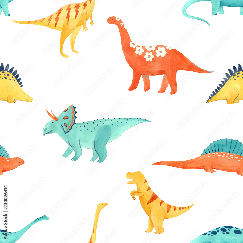 Watercolor dinosaur baby pattern Watercolor dinosaur baby pattern