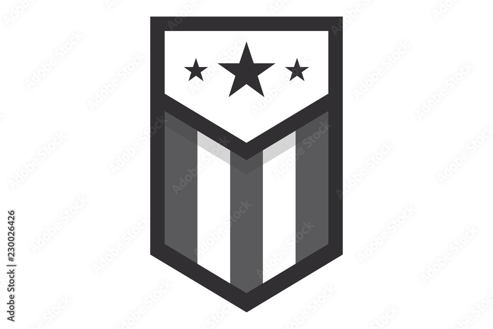 Obraz na plátně Shield with American Flag Badge, Independence Day Concept, Flat designed Vector
