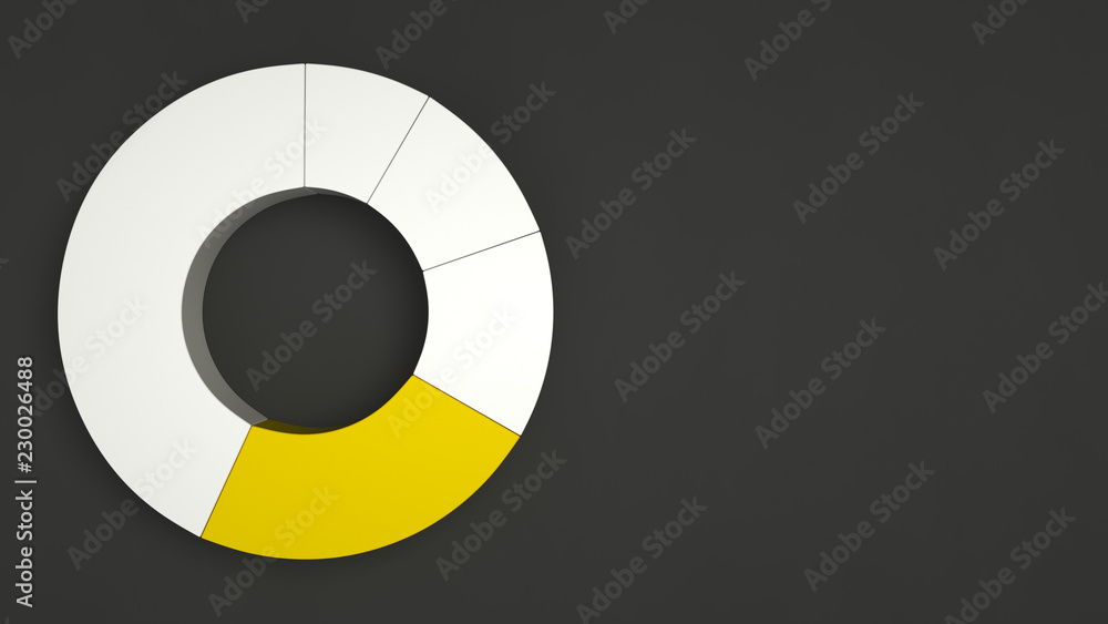 White ring pie chart with one yellow sector White ring pie chart with one yellow sector