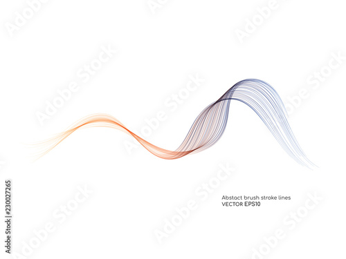 Vector brush stroke colorful curved wave lines isolated on white background for  design element