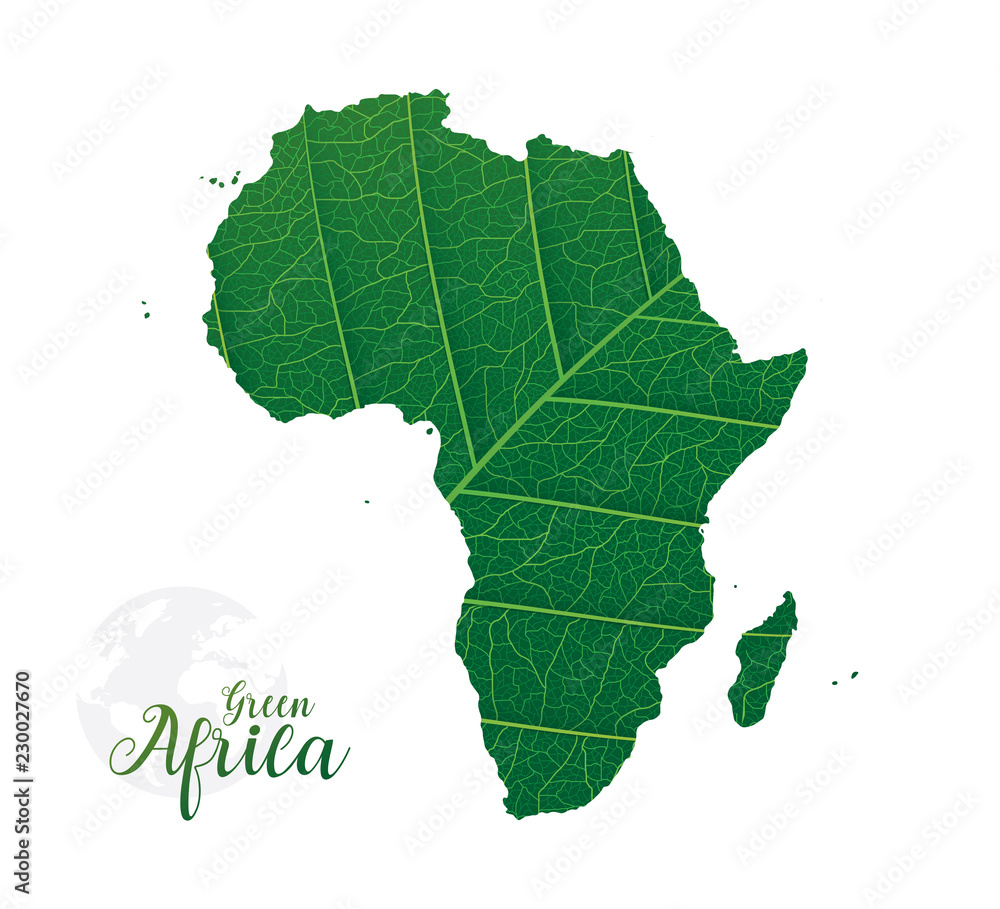 Ecological Africa Map with leaf Texture Vector Illustration Ecological Africa Map with leaf Texture Vector Illustration