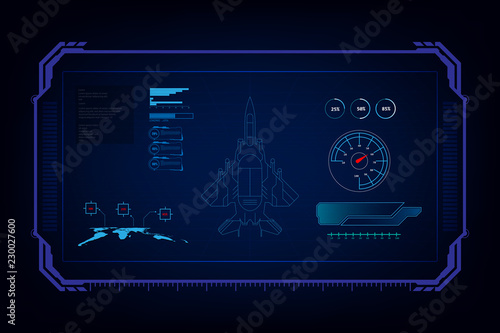 hud interface GUI futuristic technology  jet fighter,vector liiustration